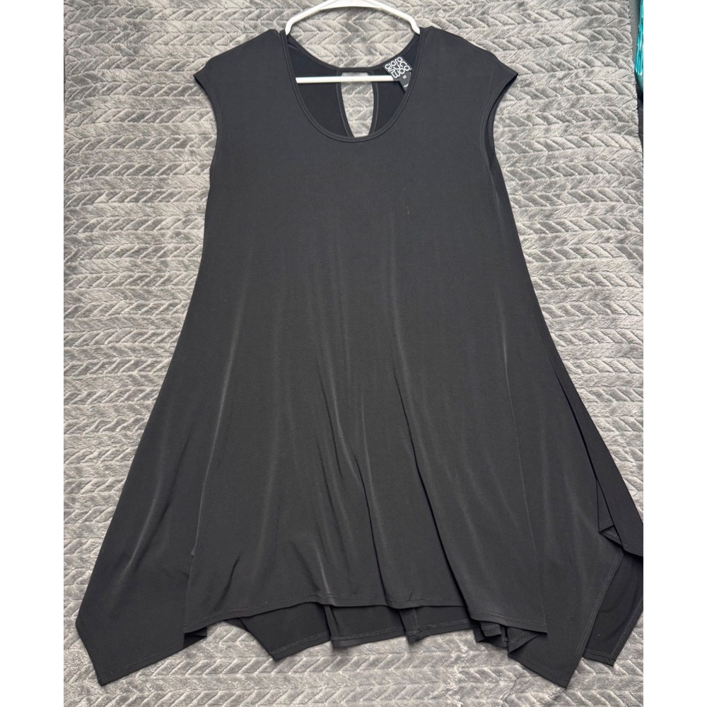 Clara Sunwoo Tunic Dress XS Black Sharkbite Keyhole Back Stretch (1939)